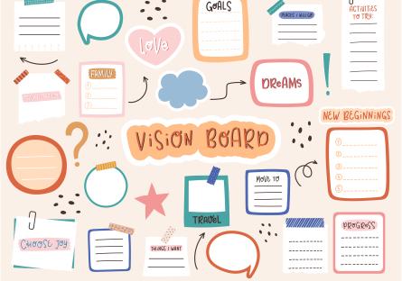 VISION BOARD PLANNER 2024: Plan your year bring your dreams and desires to  life