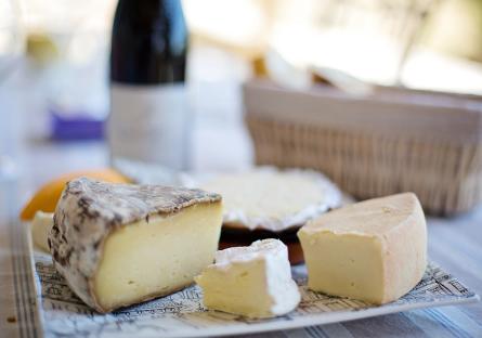 A tray of cheeses