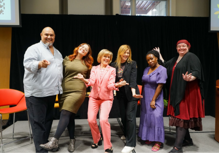 Rio Salado President Kate Smith with special guests and student speakers at HHM event