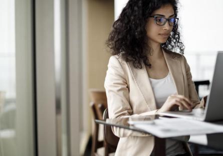 Young woman working on a laptop