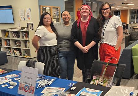 group of students and staff during a vote drive