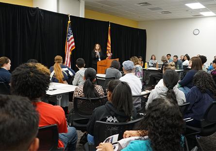 Tamara Cochran speaks to the audience