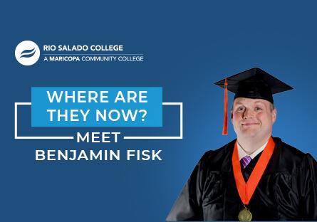 photo of Rio Salado College student Benjamin Fisk. Text: Where Are They Now Alumni Profile - Meet Sgt. Benjamin Fisk