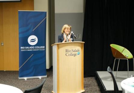 photo of Kate Smith speaking at the event