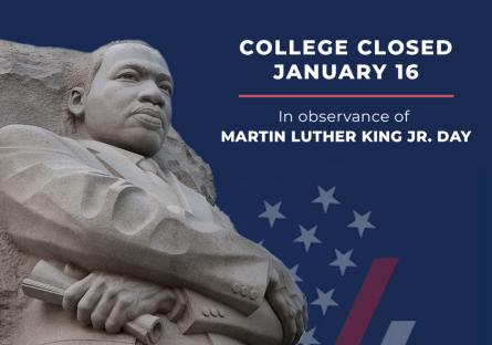 Rio Salado College will be closed on Monday, Jan. 16, 2023, in observance of Martin Luther King Jr. Day.