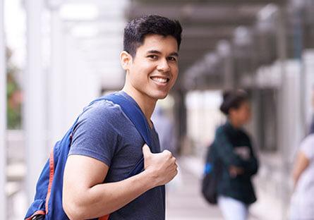 Student with backpack